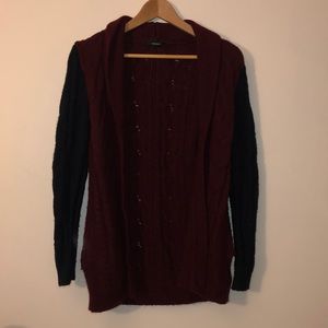 Blue and red cardigan